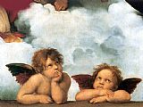 Madonna Canvas Paintings - Sistine Madonna 2 angels